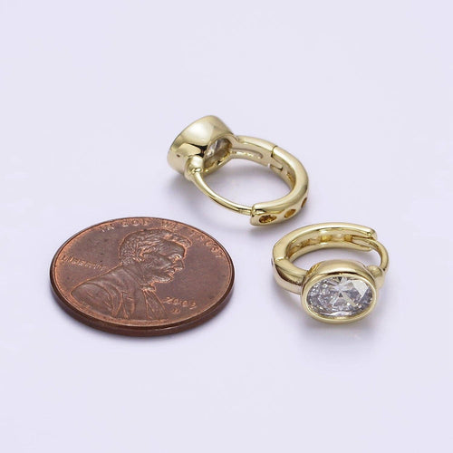 14K Gold Filled CZ Oval Huggies
