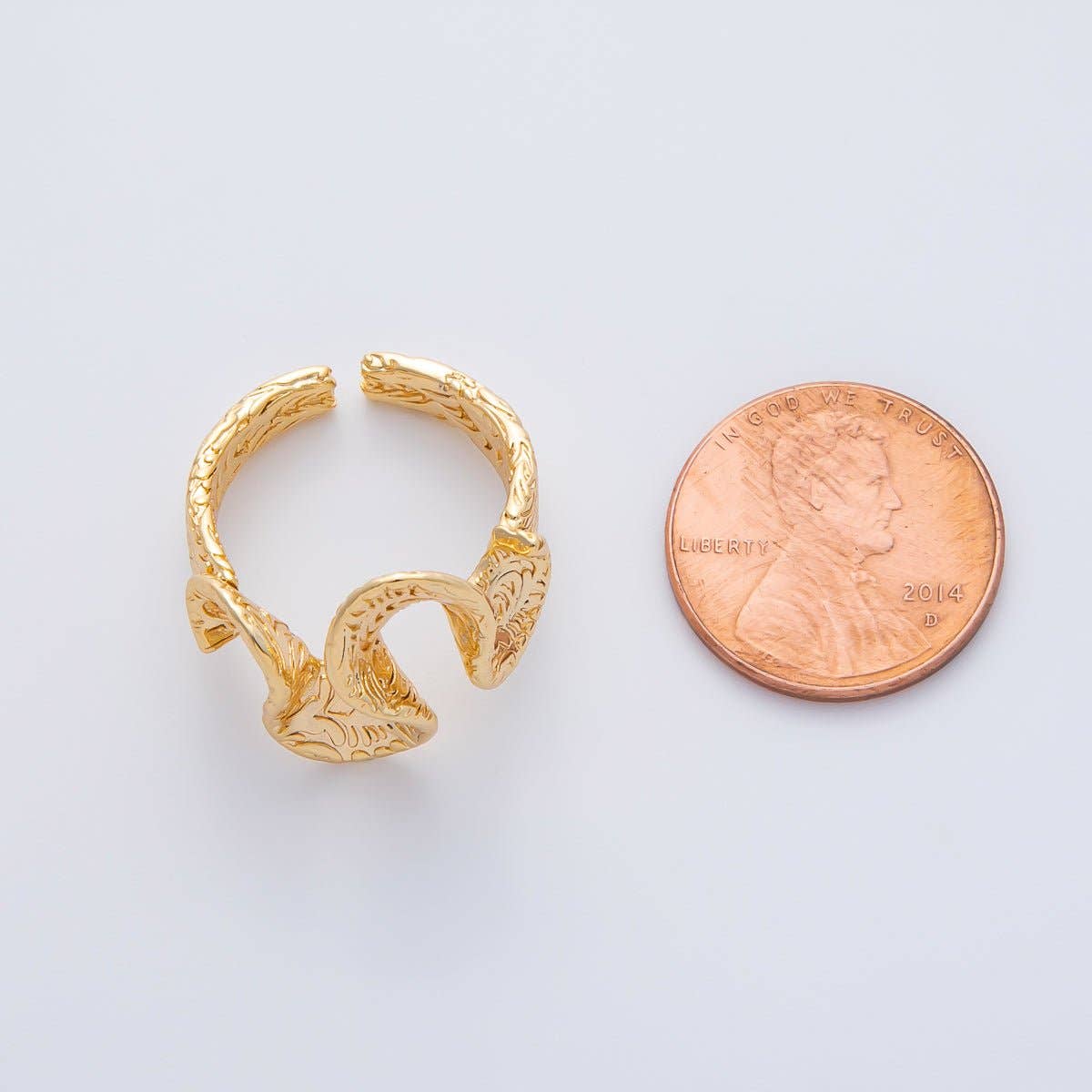 18K Gold Filled Textured Wave Ring