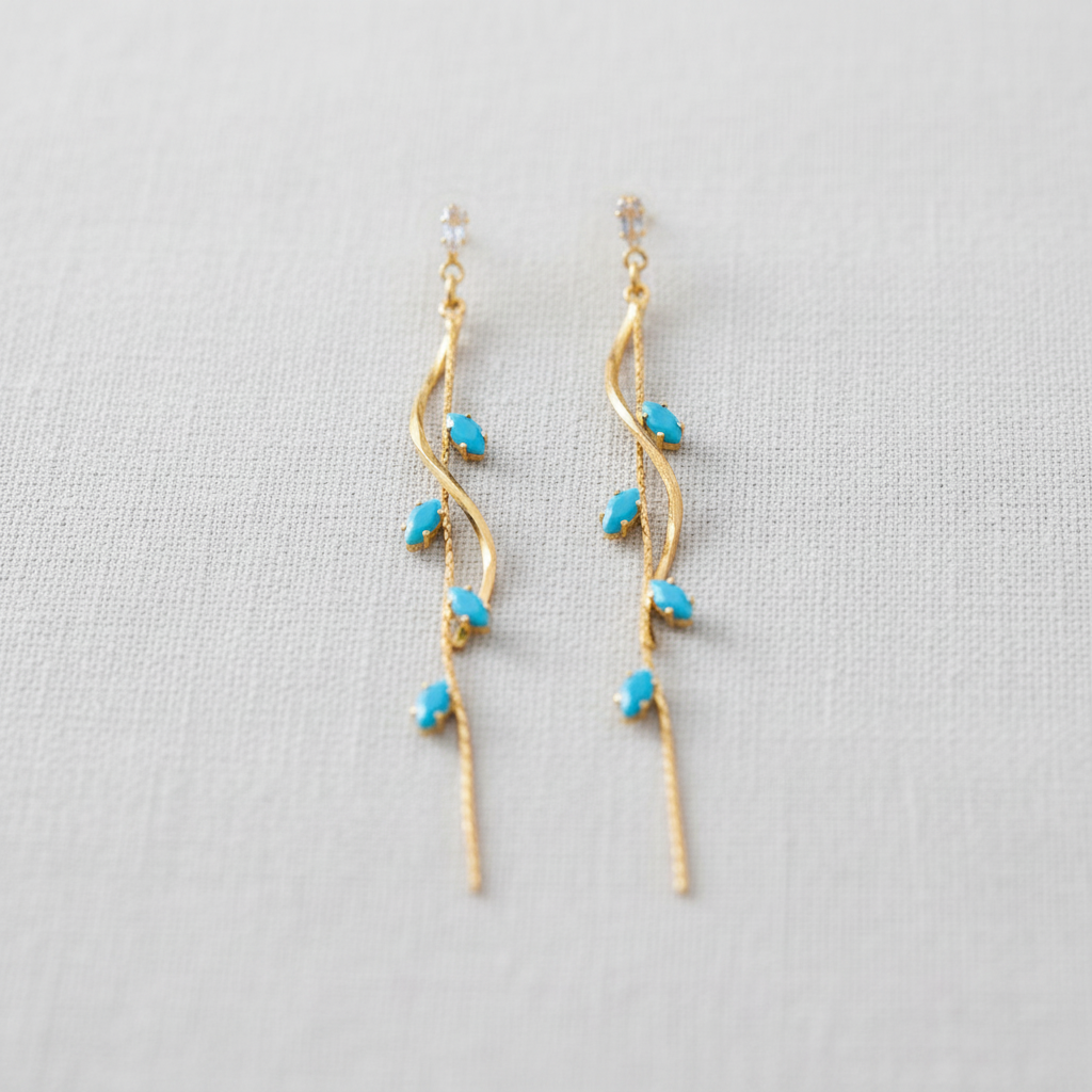 Leaf Tassel Drop Earrings