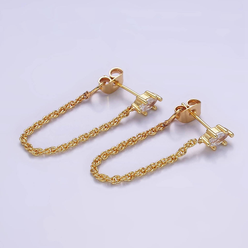 Gold Filled Chain Link Studs CZ