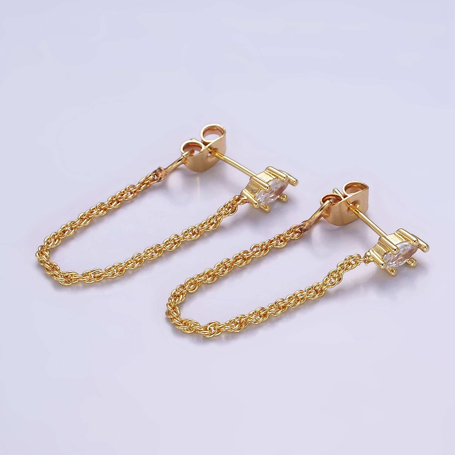 Gold Filled Chain Link Studs CZ
