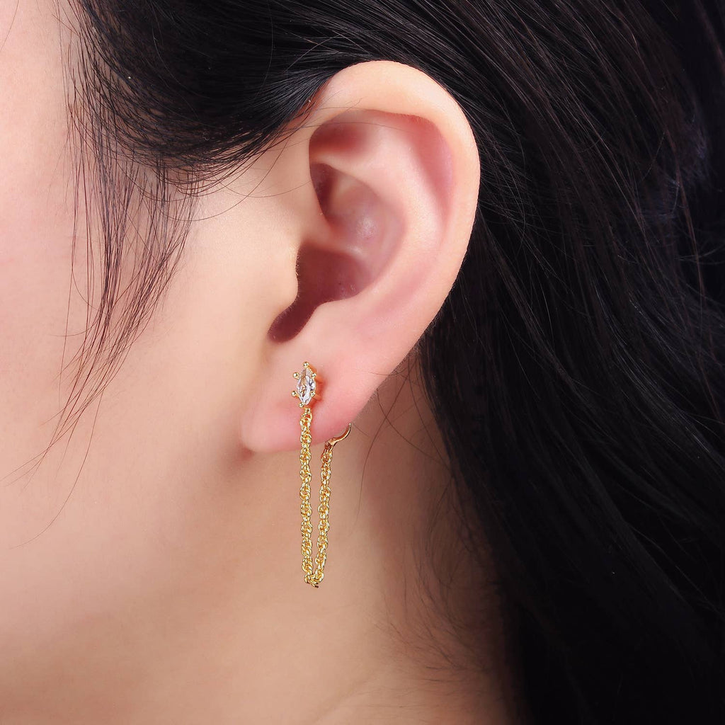 Gold Filled Chain Link Studs CZ