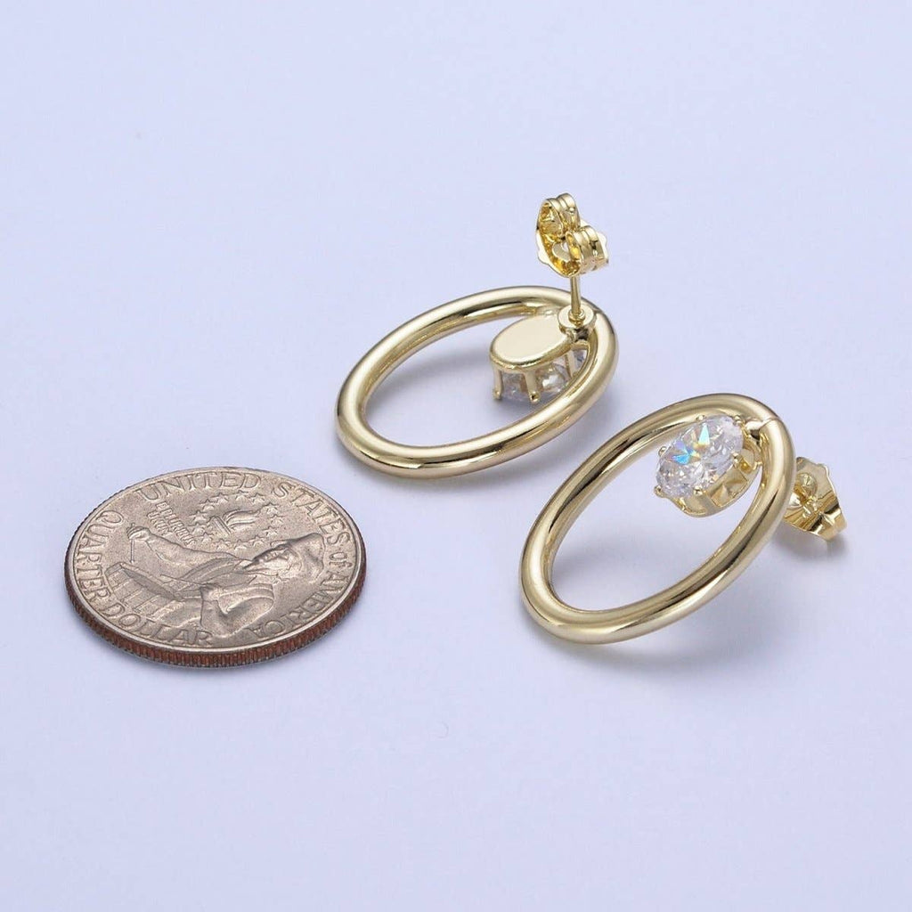 14K Gold Filled Circle Stud Earrings