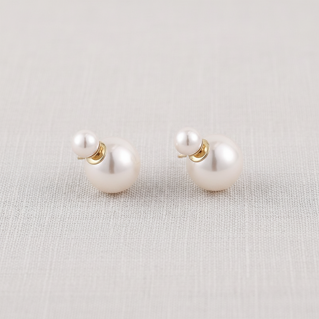 Double-Sided Pearl Stud Earrings
