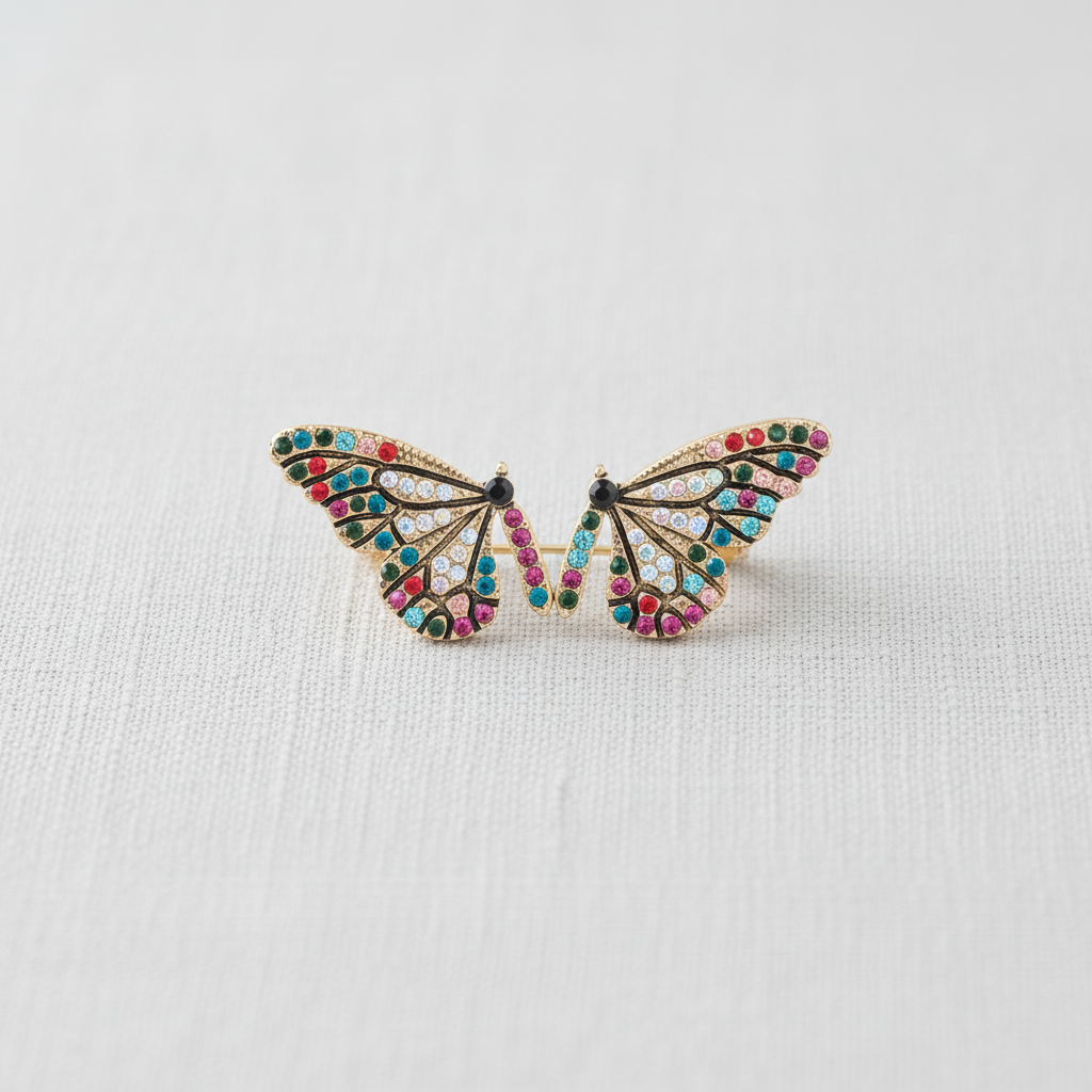 Colorful Crystal Butterfly Stud Earrings