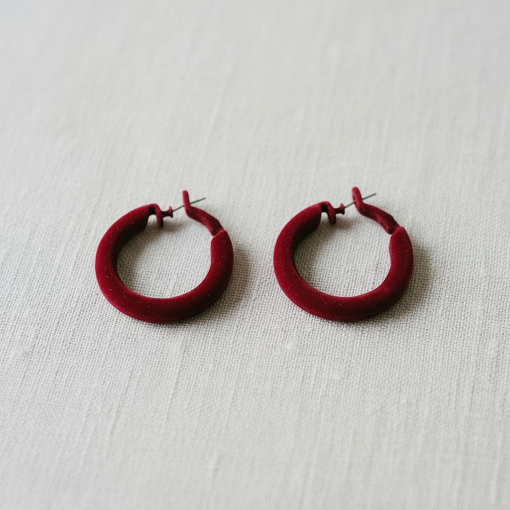 Burgundy Velvet Vintage Earrings