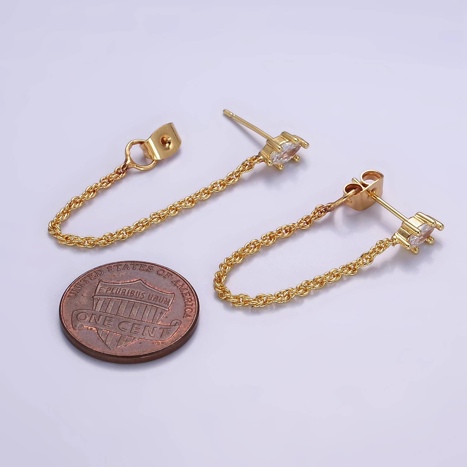 Gold Filled Chain Link Studs CZ