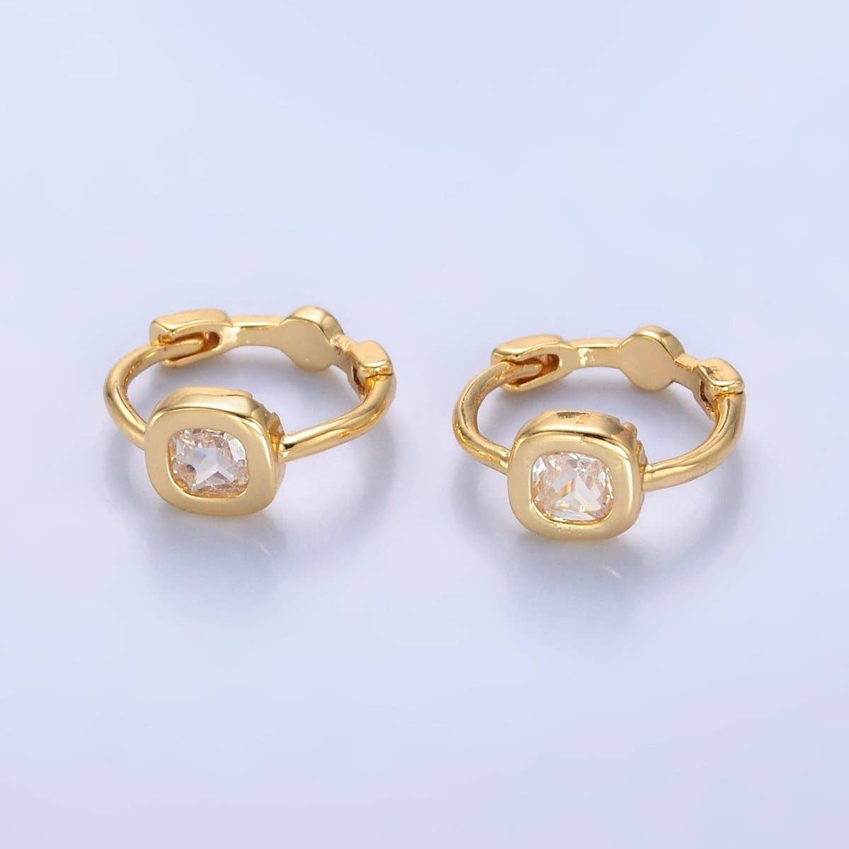 24K Gold Filled CZ Square Huggies