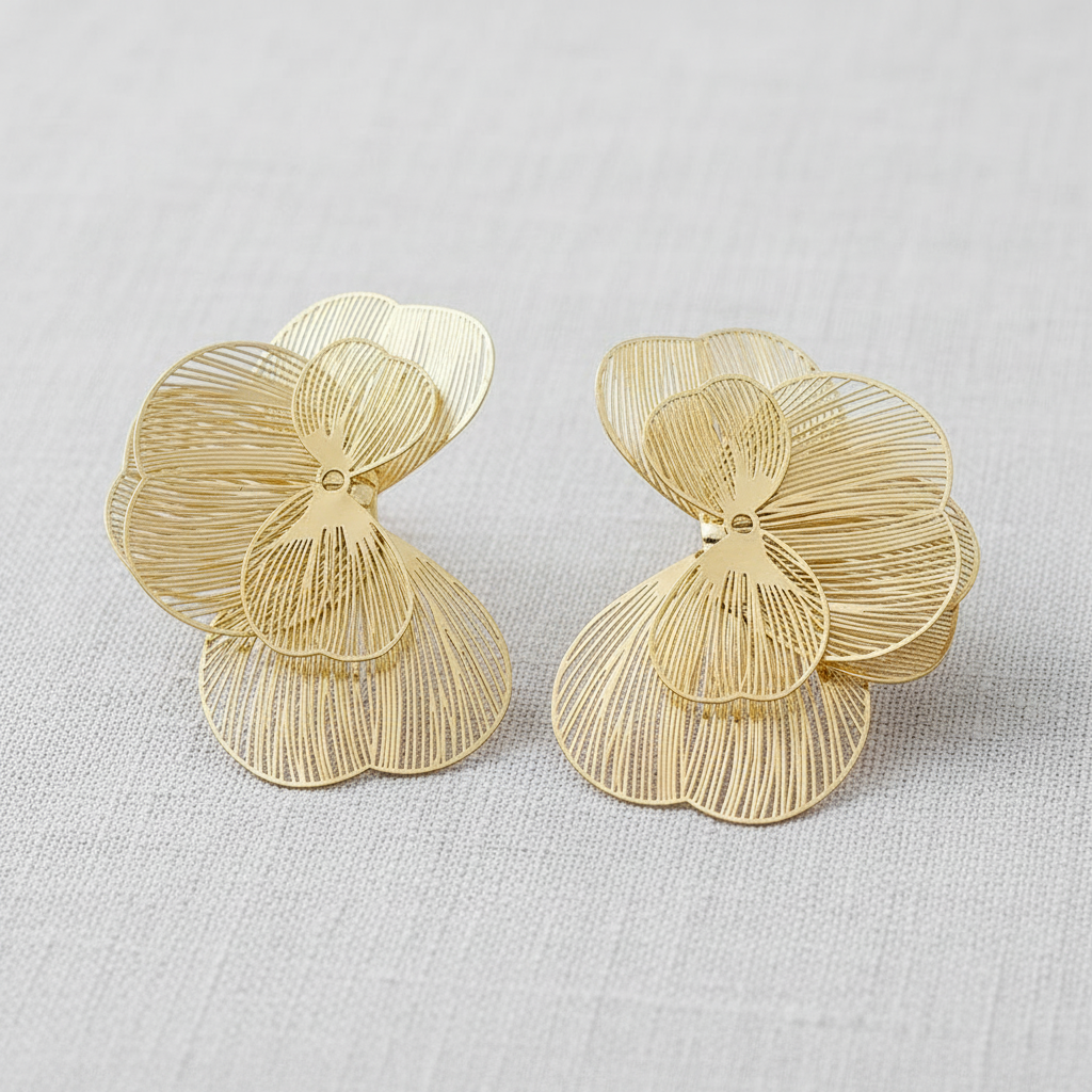 Metallic Petal Stud Earrings