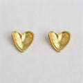 Vintage Inspired Gold-Toned Textured Heart Stud Earrings