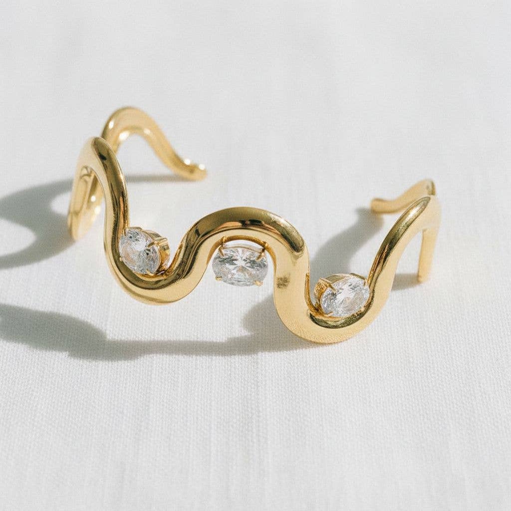 Wave Design Open Cuff Bracelet
