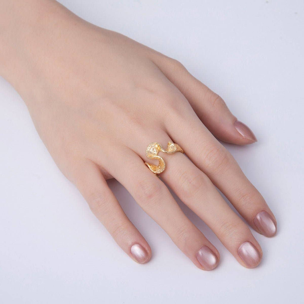 18K Gold Filled Textured Wave Ring