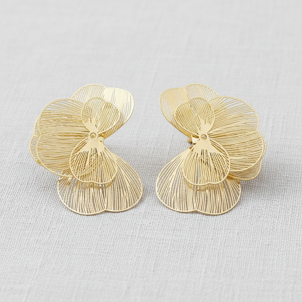 Metallic Petal Stud Earrings