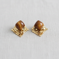 Tiger Eye Geometric Tassel Earrings