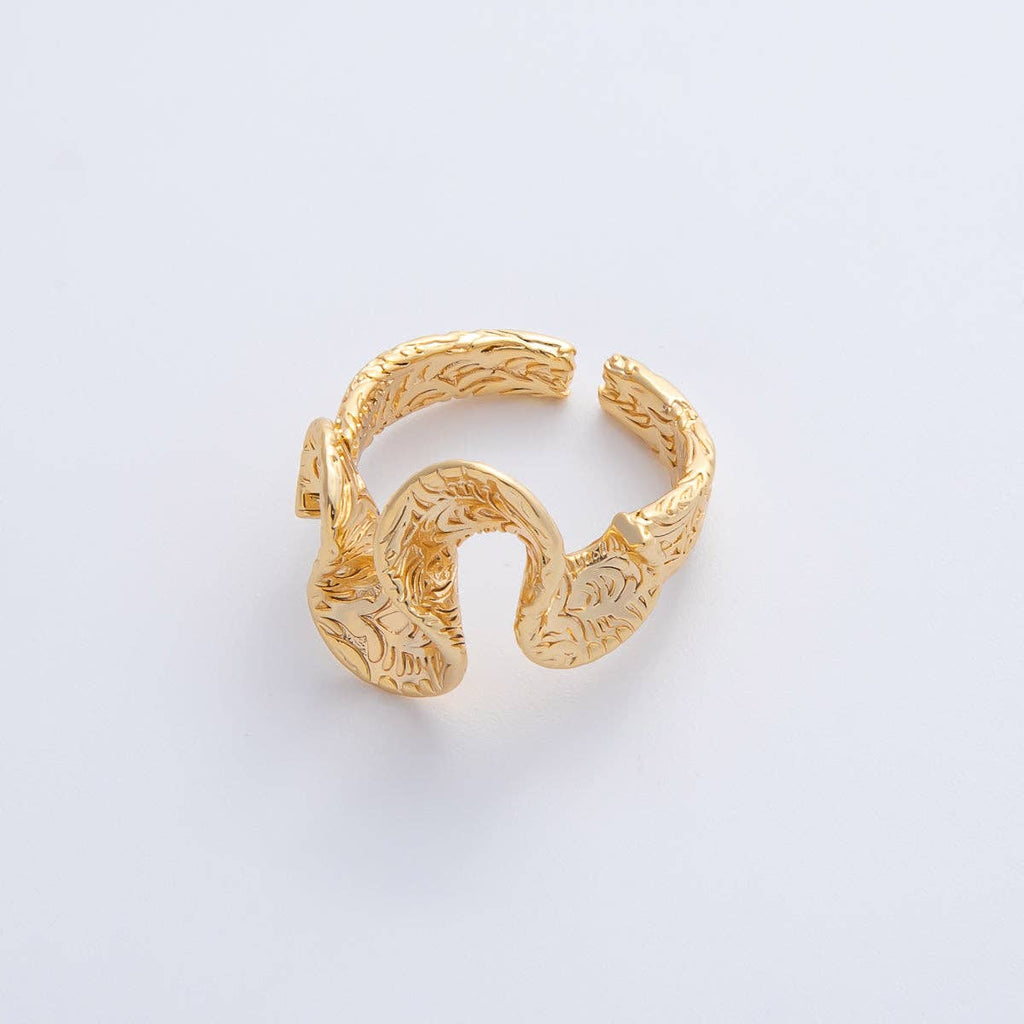 18K Gold Filled Textured Wave Ring
