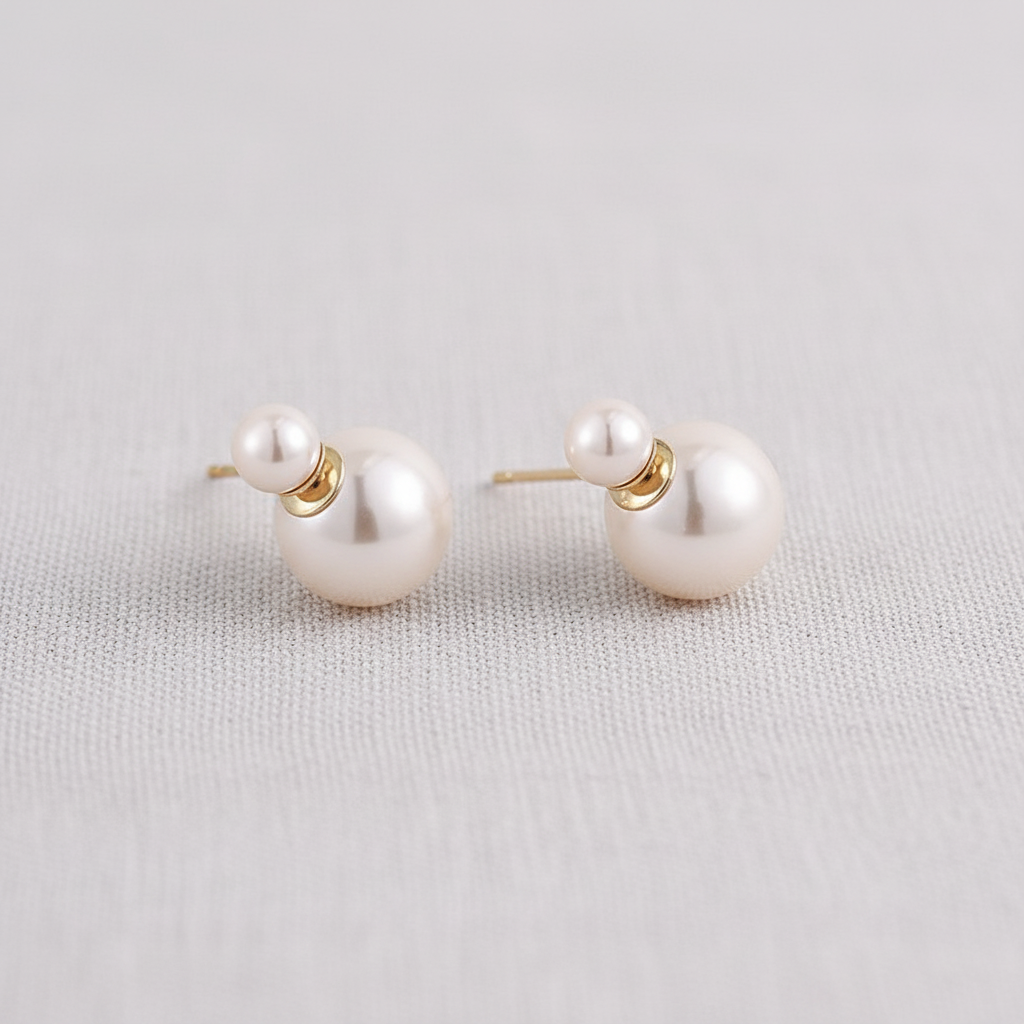 Double-Sided Pearl Stud Earrings