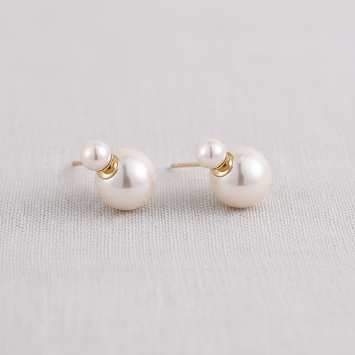 Double-Sided Pearl Stud Earrings
