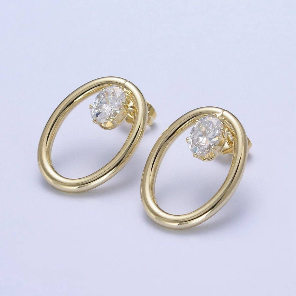 14K Gold Filled Circle Stud Earrings