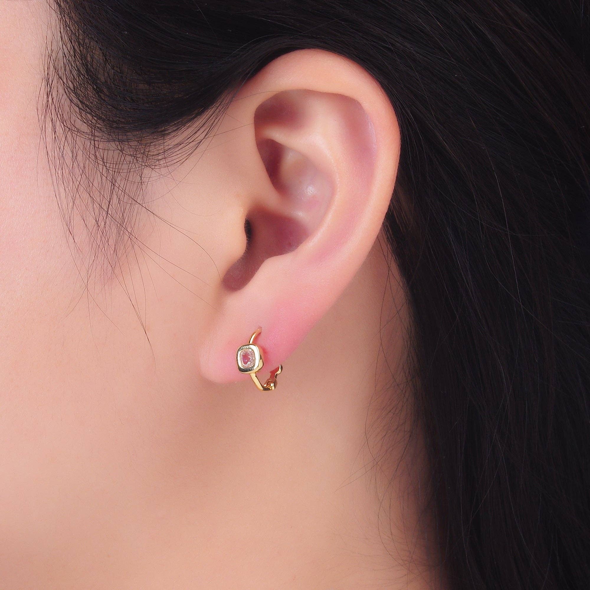 24K Gold Filled CZ Square Huggies