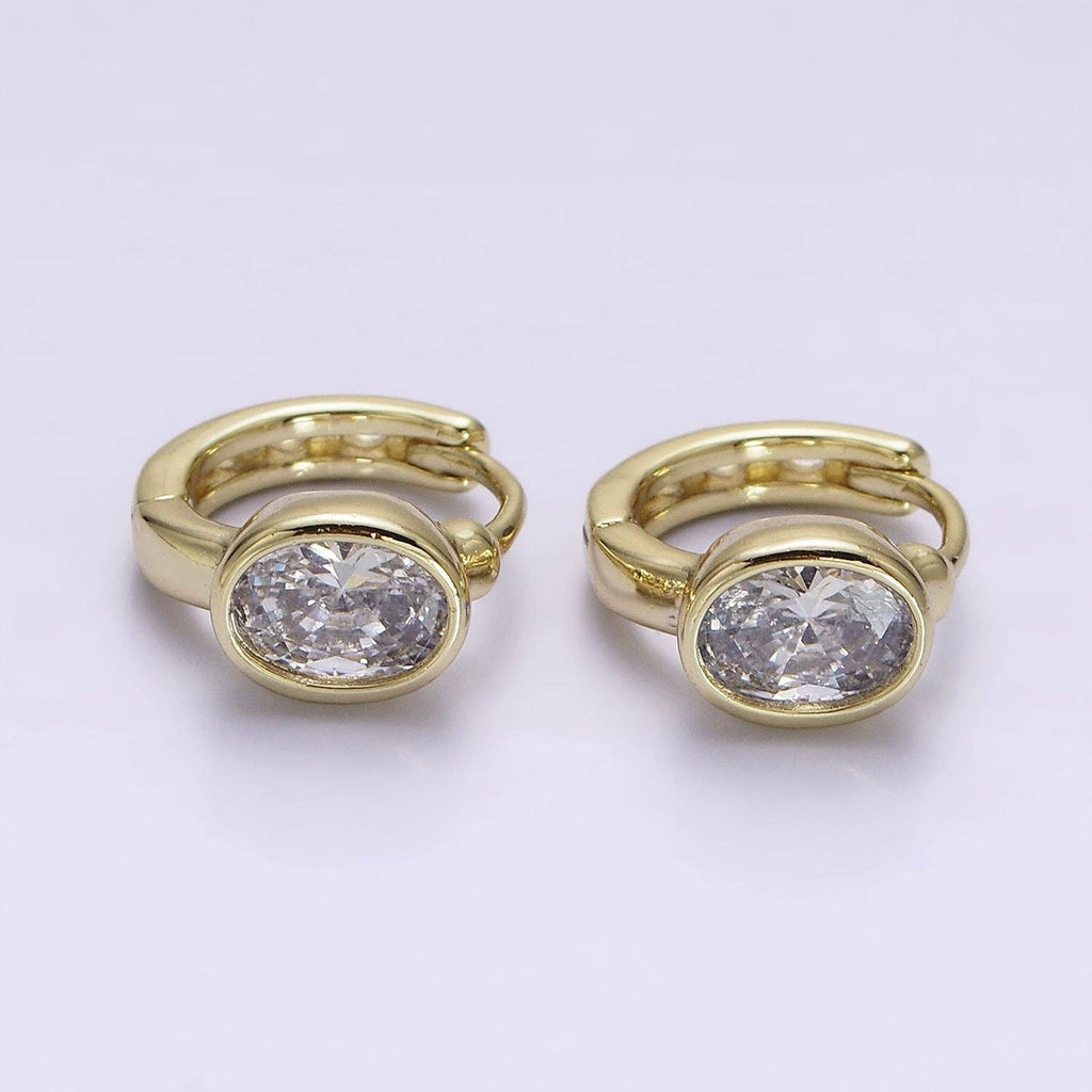14K Gold Filled CZ Oval Huggies