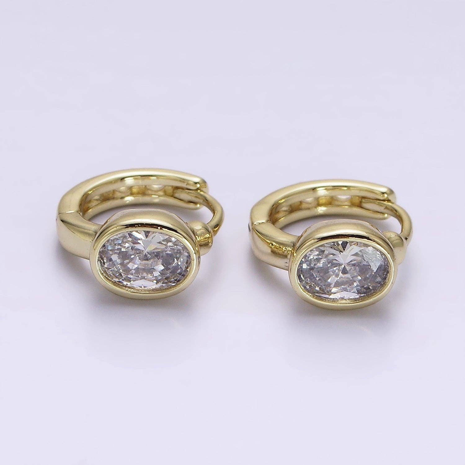 14K Gold Filled CZ Oval Huggies