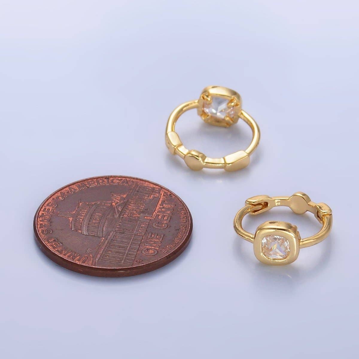 24K Gold Filled CZ Square Huggies