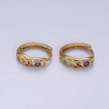 14K Gold Filled Multicolor Marquise Huggies