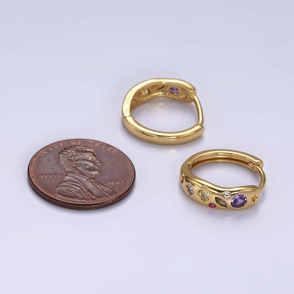 14K Gold Filled Multicolor Marquise Huggies