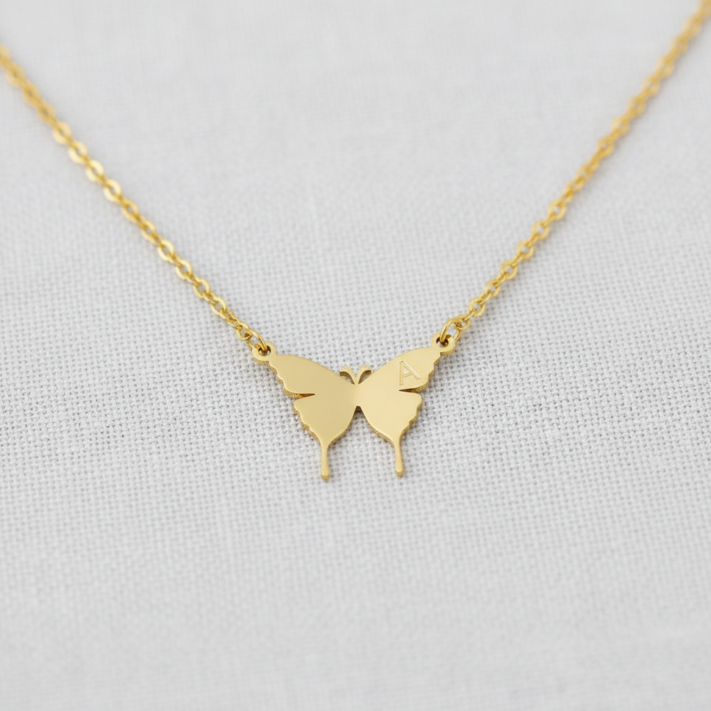 Gold Plated Butterfly Necklace