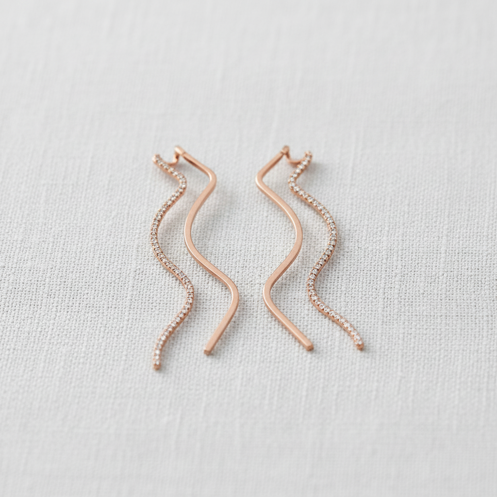 Metallic Wave Dangle Earrings