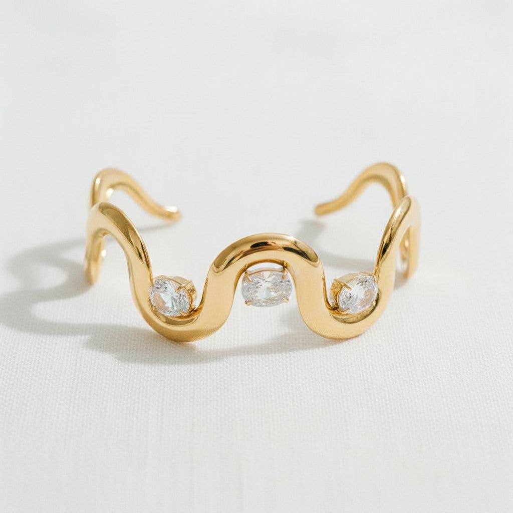 Wave Design Open Cuff Bracelet