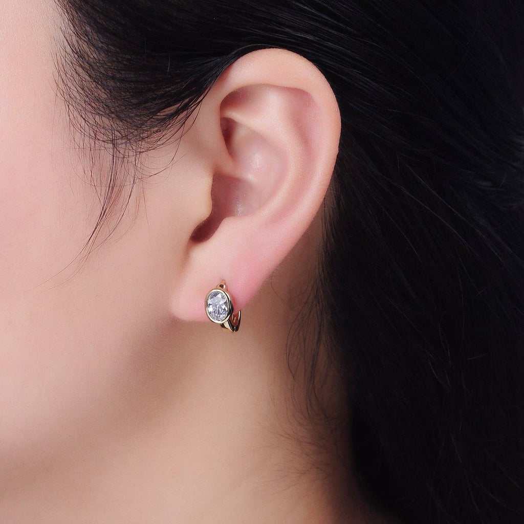 14K Gold Filled CZ Oval Huggies