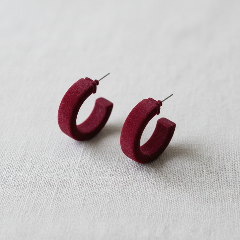 Burgundy Velvet Vintage Earrings