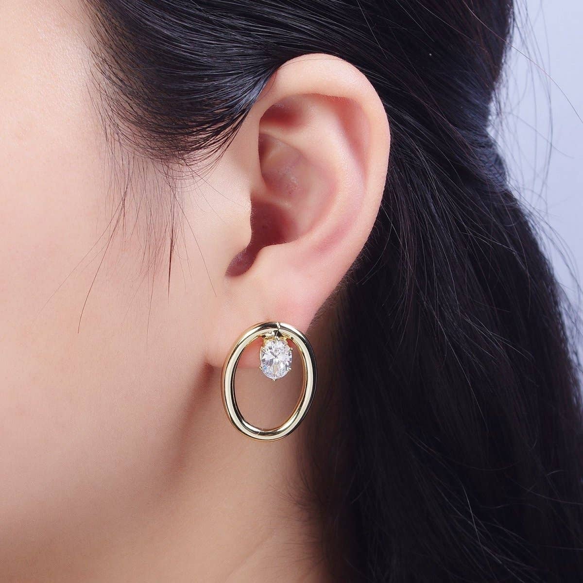14K Gold Filled Circle Stud Earrings