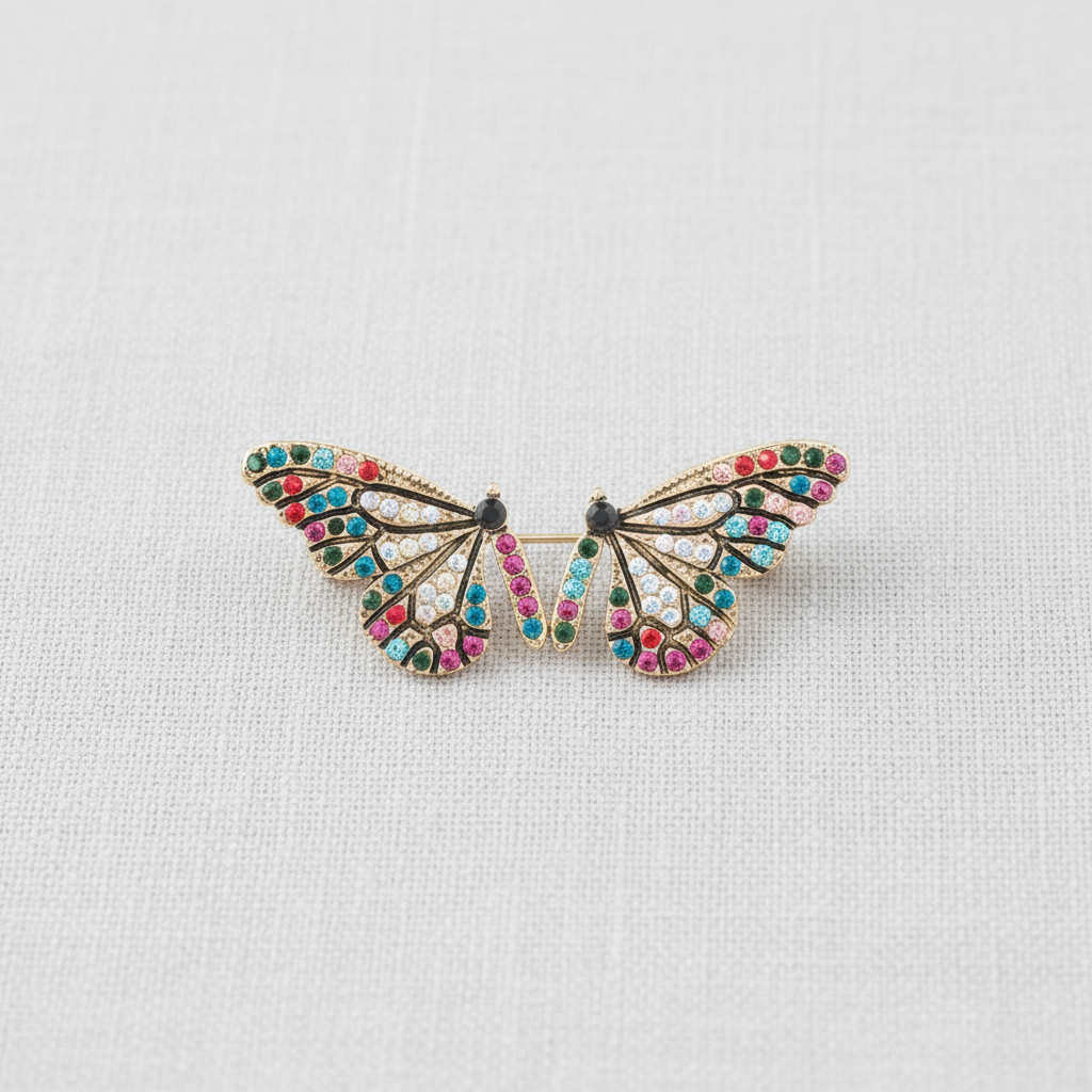 Colorful Crystal Butterfly Stud Earrings